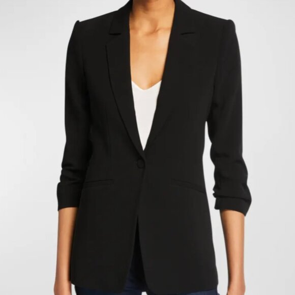 Cinq a Sept Khloe Crepe 3/4 sleeve blazer in black - Picture 1 of 7